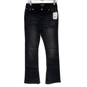 Harper & Ivy Womens Black Bootcut Jeans Jr Sz 7 Embellished Pockets Modern Boho